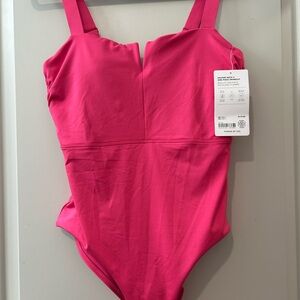 Athleta Vibrant Pink Square-Neck One-Piece Swimsuit (underwire)
